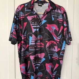 Lofty Llama Miami Slice Golf Polo Shirt Men's M